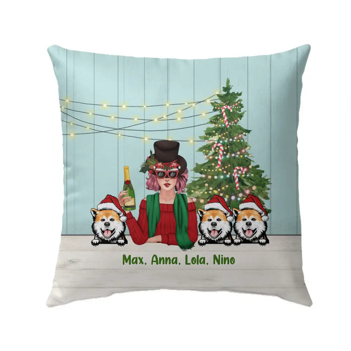 Personalized Pillow, Christmas with Dogs, Christmas Gift For Dog Lovers
