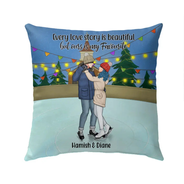 Personalized Pillow, Ice Skating Partners for Life, Gift for Ice Skating Couple