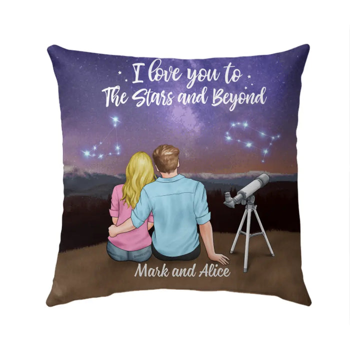 Couple With Zodiac Signs - Personalized Pillow For Couples, For Astronomy Lovers