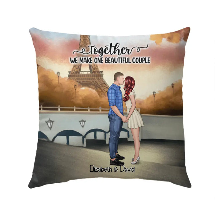 Eiffel Tower Beautiful Couple - Personalized Pillow For Couples, Valentine's Day