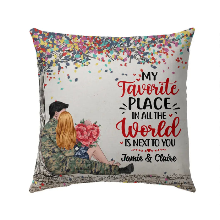 My Favorite Place In All The World - Personalized Pillow For Couples, Him, Her, Military