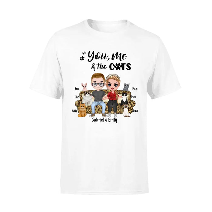 You Me and the Cats - Personalized Gifts Custom Cat Shirt for Couples and Cat Lovers
