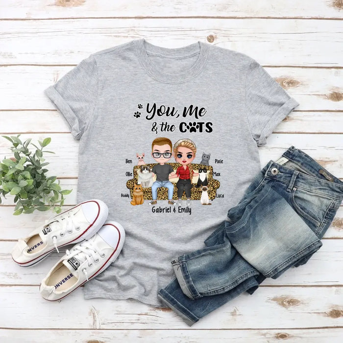 You Me and the Cats - Personalized Gifts Custom Cat Shirt for Couples and Cat Lovers