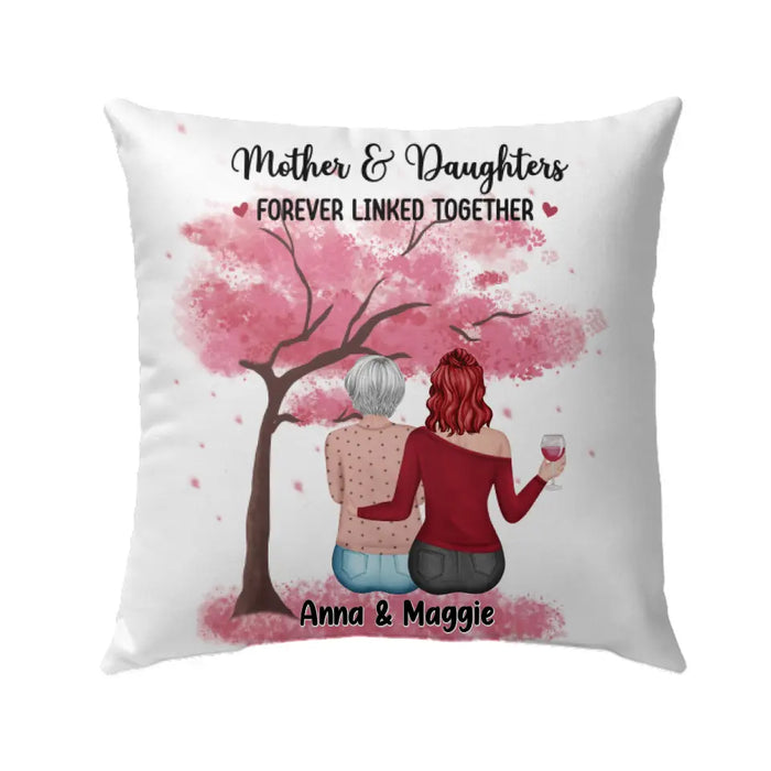 Mother Daughter Forever Linked Together - Personalized Gifts Custom Pillow for Mom