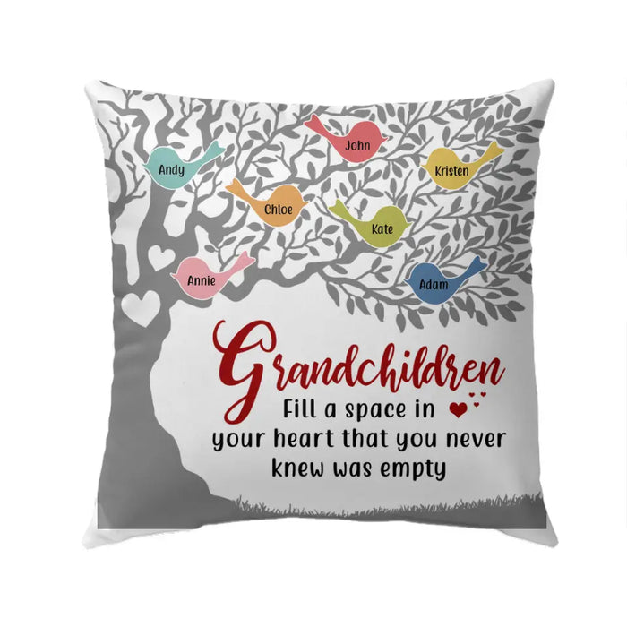Personalized Pillow, Grandchildren Tree, Up To 7 Kids, Custom Gift for Grandparents