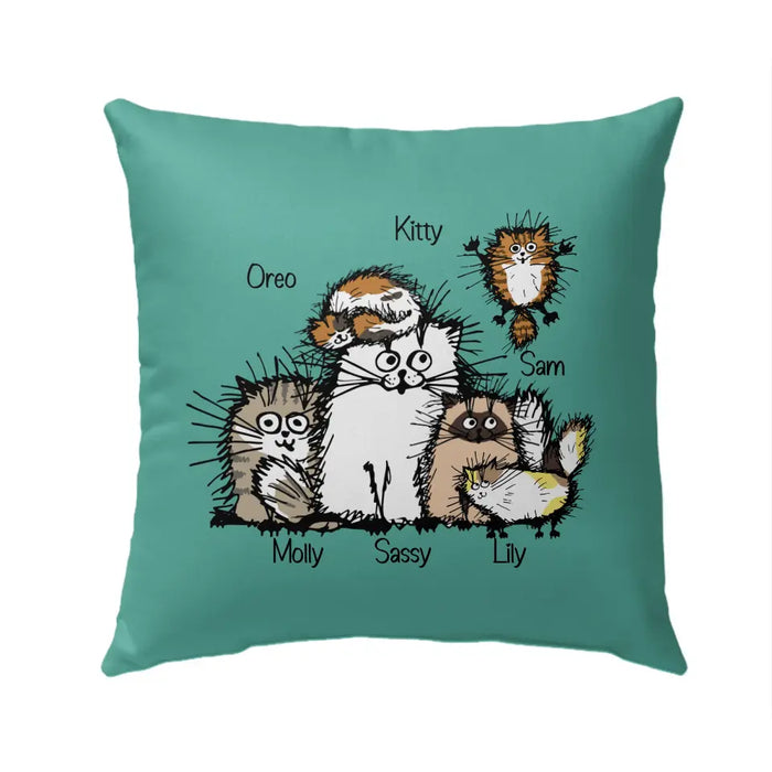 Personalized Pillow, Funny Cats, Up To 6 Cats, Gift for Cats Lovers