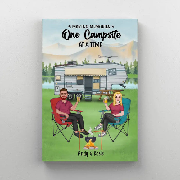 Making Memories One Campsite at a Time - Personalized Gifts Custom Camping Canvas for Couples, Camping Lovers