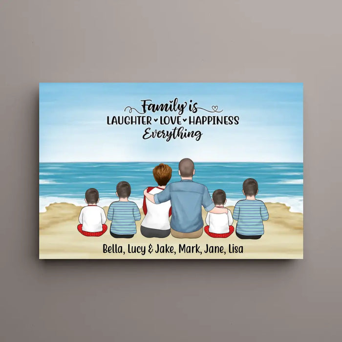 Family Is Laughter, Love, Happiness, and Everything - Personalized Gifts Custom Canvas for Family, Beach Lovers