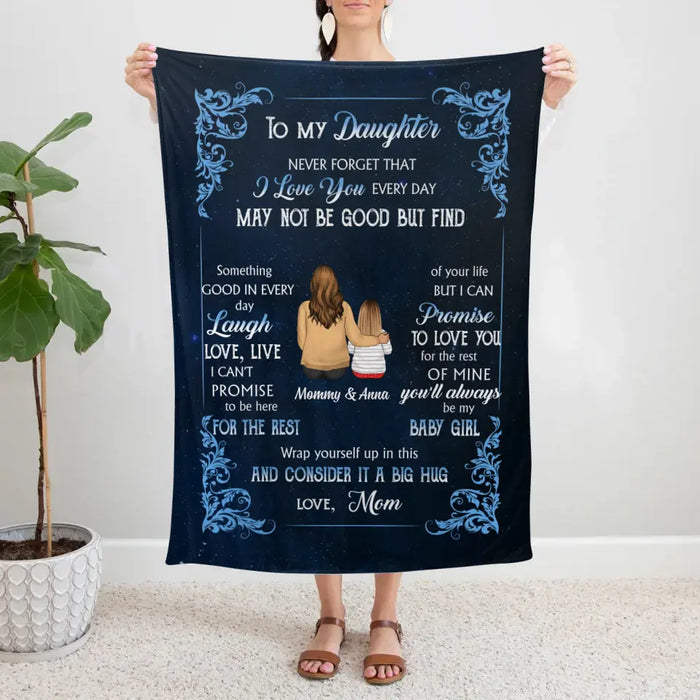 To My Daughter, Never Forget That I Love You - Personalized Gifts Custom Blanket For Daughter, Mother and Daughter Blanket