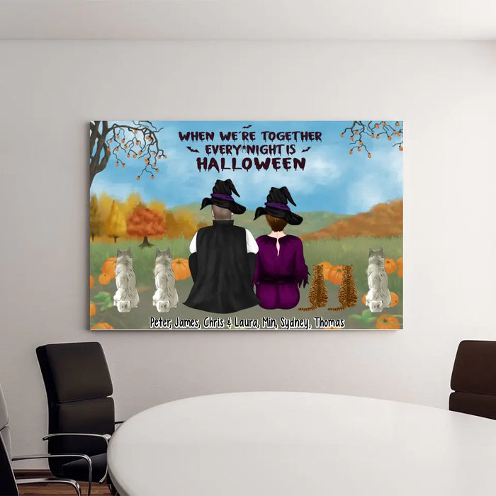 When We're Together Every Night Is Halloween - Personalized Gifts Custom Halloween Canvas For Family, Dog Lovers