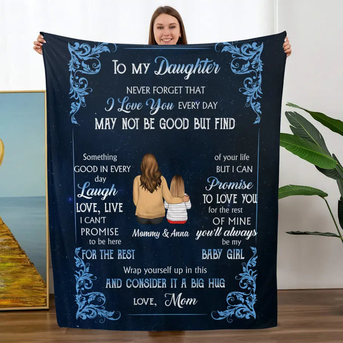 To My Daughter, Never Forget That I Love You - Personalized Gifts Custom Blanket For Daughter, Mother and Daughter Blanket