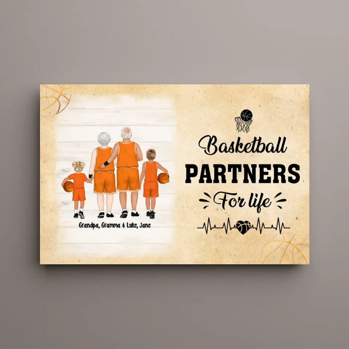 Basketball Partners For Life - Personalized Gifts Custom Canvas Basketball Gifts For Grandparents, Grandkids