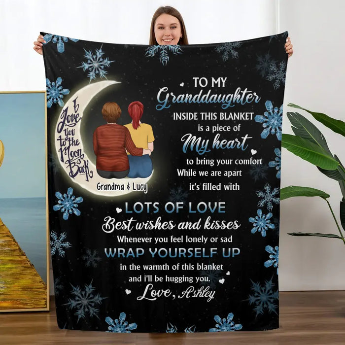 To My Granddaughter, Inside This Blanket Is a Piece of My Heart - Personalized Gifts Custom Blanket for Granddaughter From Grandma