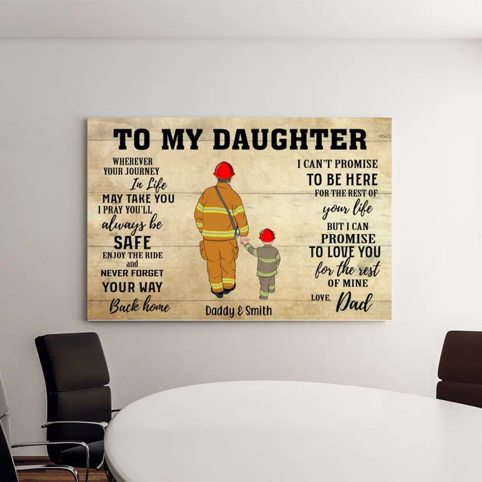 Wherever Journey in Life May Take You, I Pray You'll Always Be Safe - Personalized Gifts Custom Firefighter Canvas for Son or Daughter