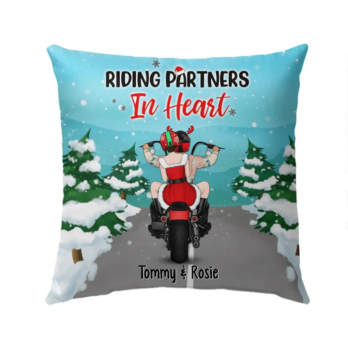 Personalized Pillow, Christmas Motorcycle Couple, Christmas Gift For Motorcycle Lovers