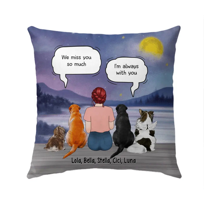 Up to 4 Dogs in Conversation with Dog Mom - Personalized Gifts Custom Memorial Pillow for Dog Mom, Memorial Gifts