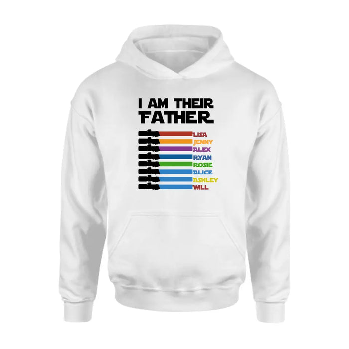 I Am Their Father Custom Lightsaber With Kids Name - Personalized Shirt for Dad, Father's Day Gift
