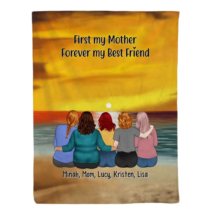 First My Mother Forever My Best Friend - Personalized Gifts Custom Mother and Daughters Memorial Blanket For Mom, Memorial Gifts
