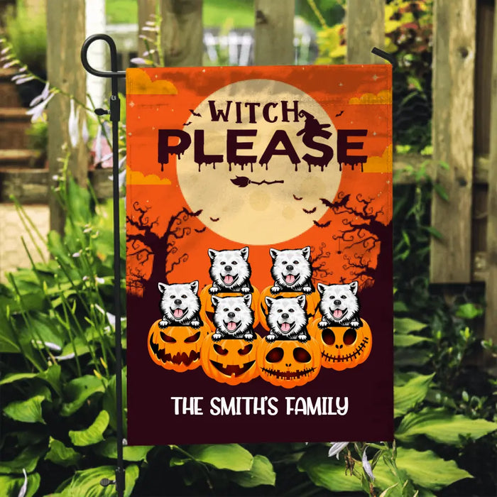 Personalized Garden Flag, Witch Please, Up To 6 Pets, Halloween Gift For Dog Lovers , Cat Lovers