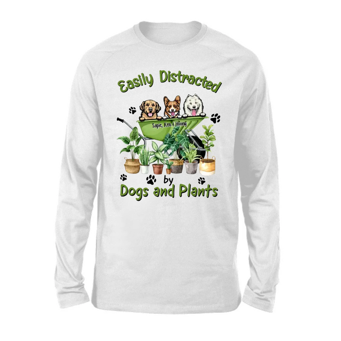 Easily Distracted By Dogs and Plants - Personalized Gifts Custom Gardening Shirt for Dog Mom, Gardeners