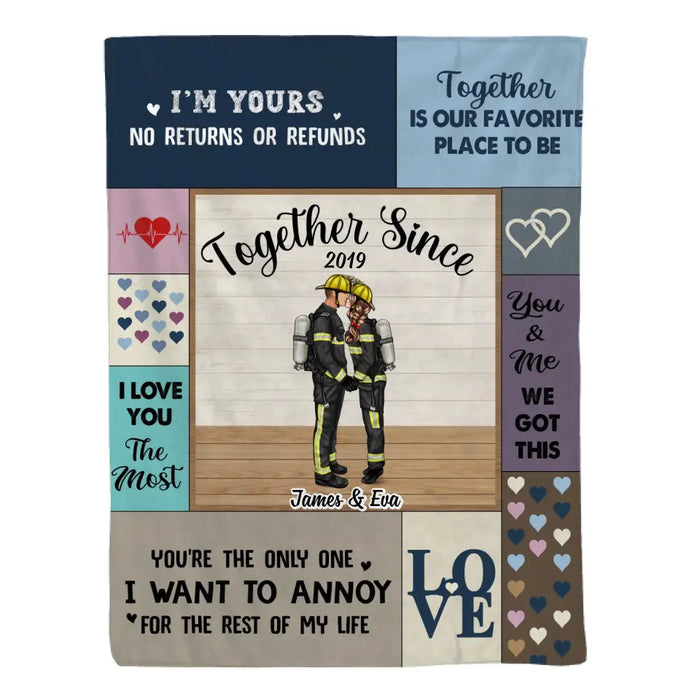 Together Since Year - Personalized Gifts Custom Blanket For Firefighter Nurse Police Military Couples