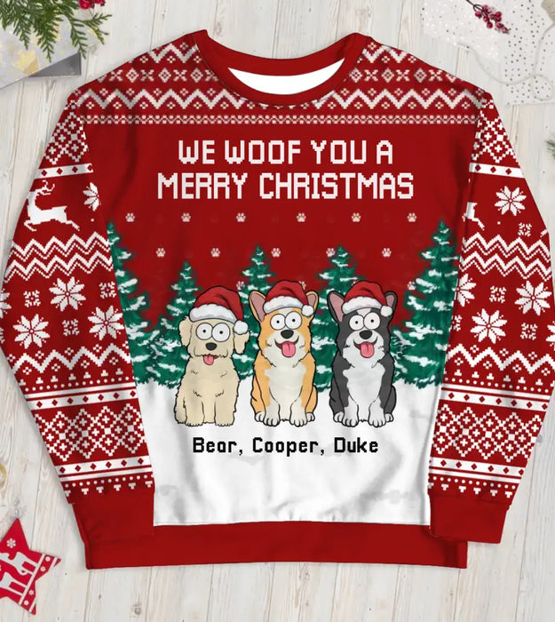 We Woof You A Merry Christmas - Personalized Custom Unisex Ugly Christmas Sweater, Christmas Gift Dog Lovers