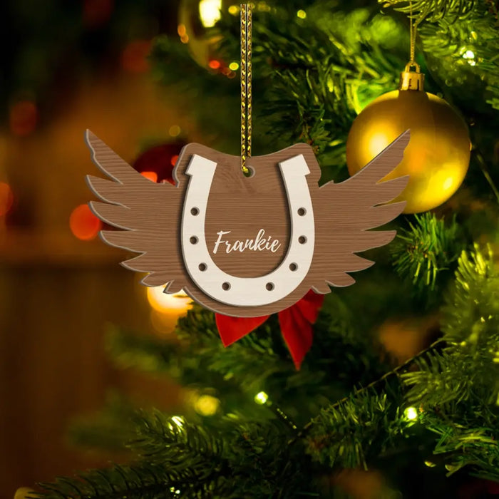 Horse Hoof With Wings - Personalized Christmas Gifts Custom Layered Wooden Ornament For Horse Lovers, Memorial Gifts