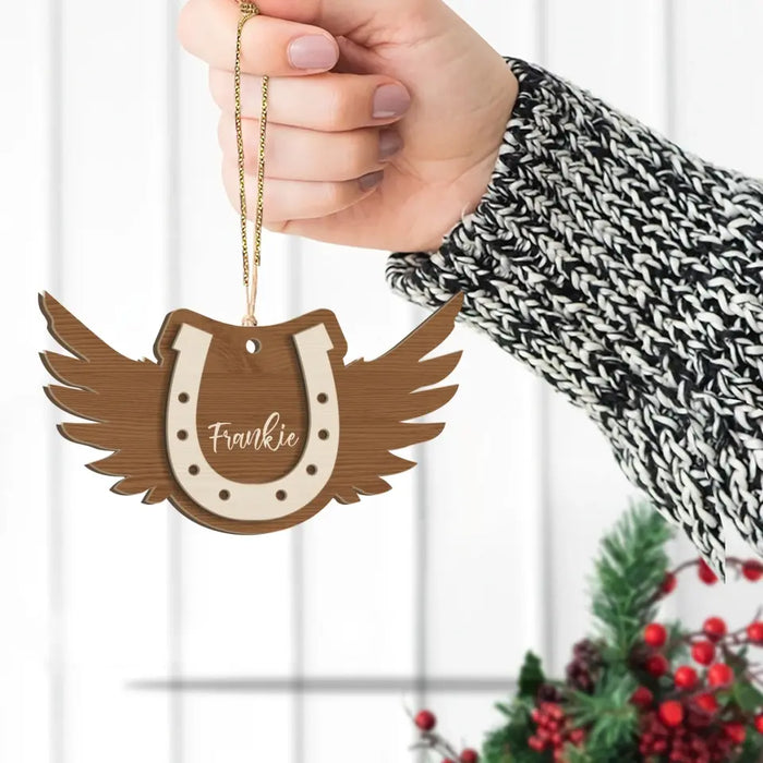 Horse Hoof With Wings - Personalized Christmas Gifts Custom Layered Wooden Ornament For Horse Lovers, Memorial Gifts