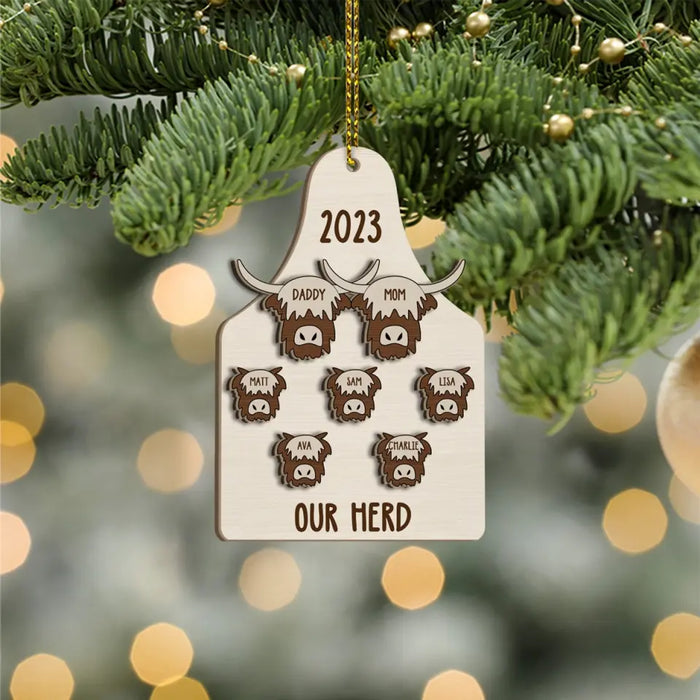 Highland Cow Family - Personalized Christmas Gifts Custom Ornament For Family, Farmhouse