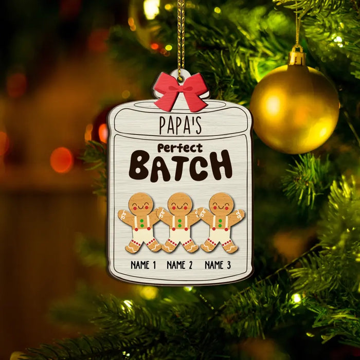 Grandma Grandpa's Perfect Batch Ornament - Personalized Christmas Gifts Custom Wooden Ornament For Family, Gingerbread Cookie Ornament