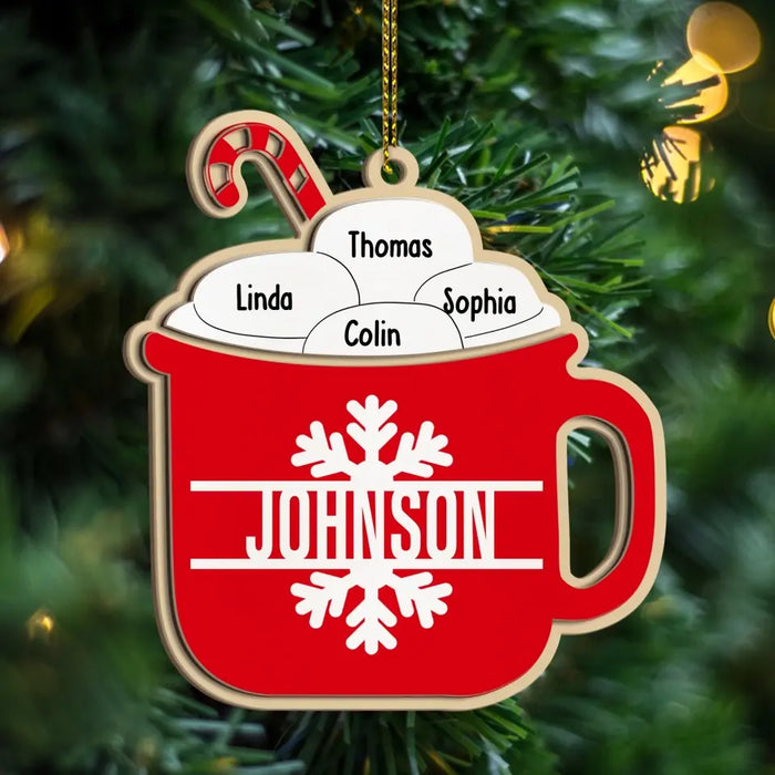 Merry Christmas Hotcoca Family - Personalized Christmas Gifts Custom Layered Ornament For Family