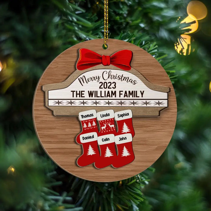 Merry Christmas 2024 Socks Family - Personalized Gifts Custom Ornament For Family