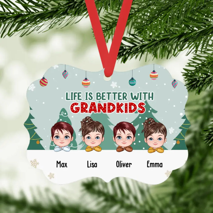 Life Is Better With Grandkids - Personalized Christmas Gifts Custom Ornament For Family For Grandma