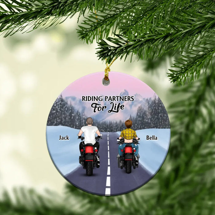 Riding Partners For Life - Personalized Christmas Gifts Custom Biker Ornament For Couples, Motorcycle Lovers