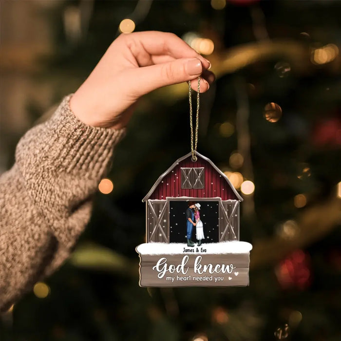 God Knew My Heart Needed You - Personalized Christmas Gifts Custom Wooden Ornament For Couples, Farming Lovers, Farmers