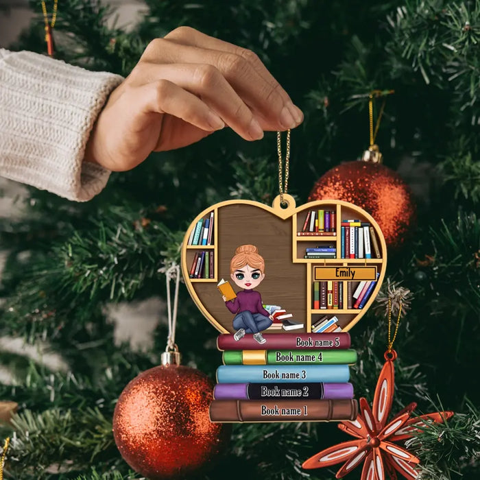 Girl Reading Book - Personalized Gifts Custom Wooden Ornament For Her, Book Lovers