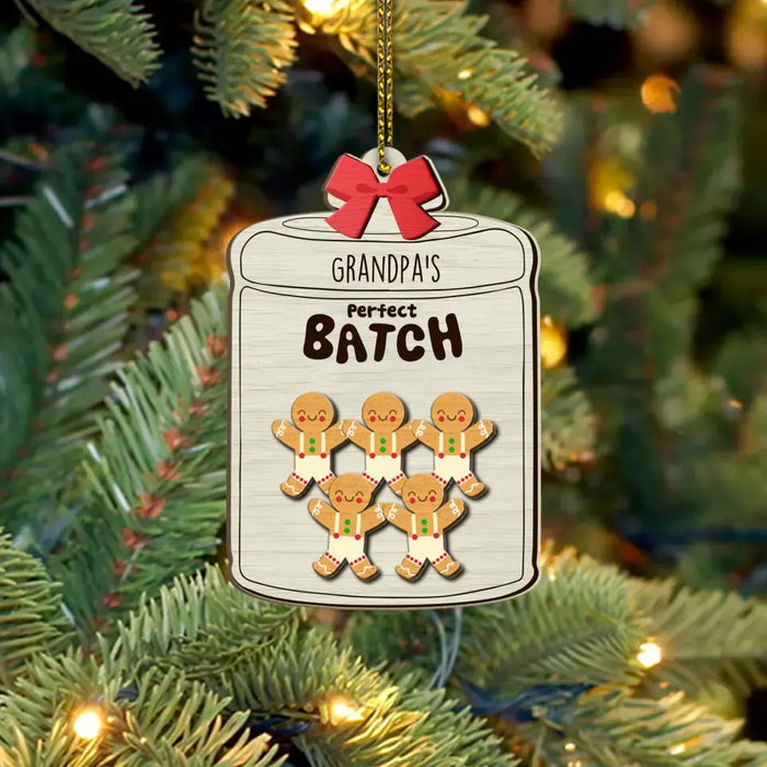 Grandma Grandpa's Perfect Batch Ornament - Personalized Christmas Gifts Custom Wooden Ornament For Family, Gingerbread Cookie Ornament
