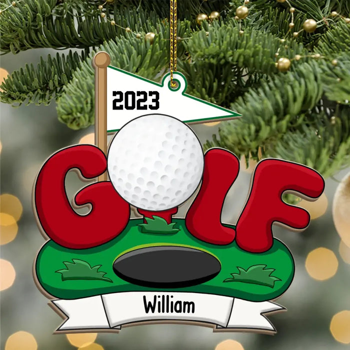 Golf Course 2023 - Personalized Christmas Gifts Custom Wooden Ornament For Golf Lovers
