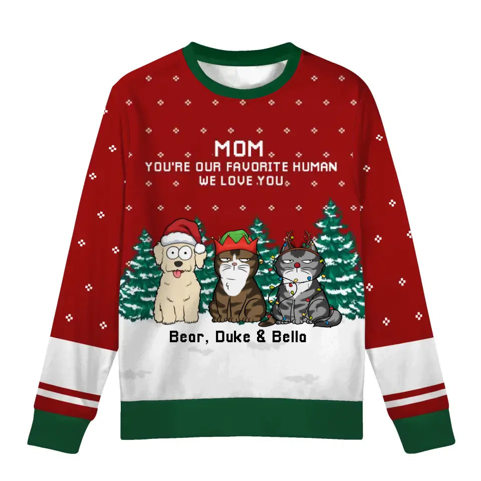 Personalized Custom Unisex Ugly Christmas Sweaters for Dog Lovers, Cat