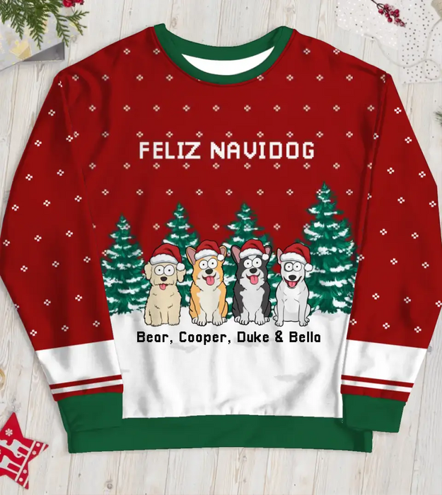 Feliz NaviDog - Personalized Custom Unisex Ugly Christmas Sweater, Christmas Gift For Dog Lovers