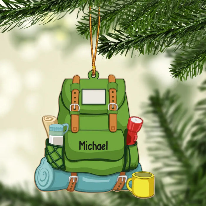 Hiking Backpack - Personalized Christmas Gifts Custom Wooden Ornament for Hiking Lovers