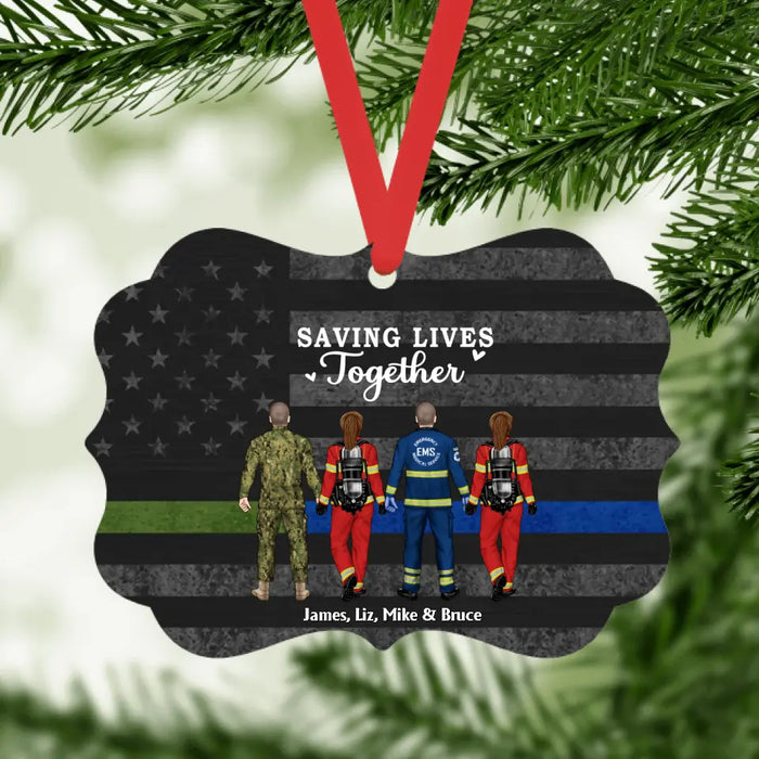 We Make The Difference Every Single Day Firefighter/EMS/Nurse/Police Officer/Military - Personalized Ornament, Gift For Couple, Best Friends, Family