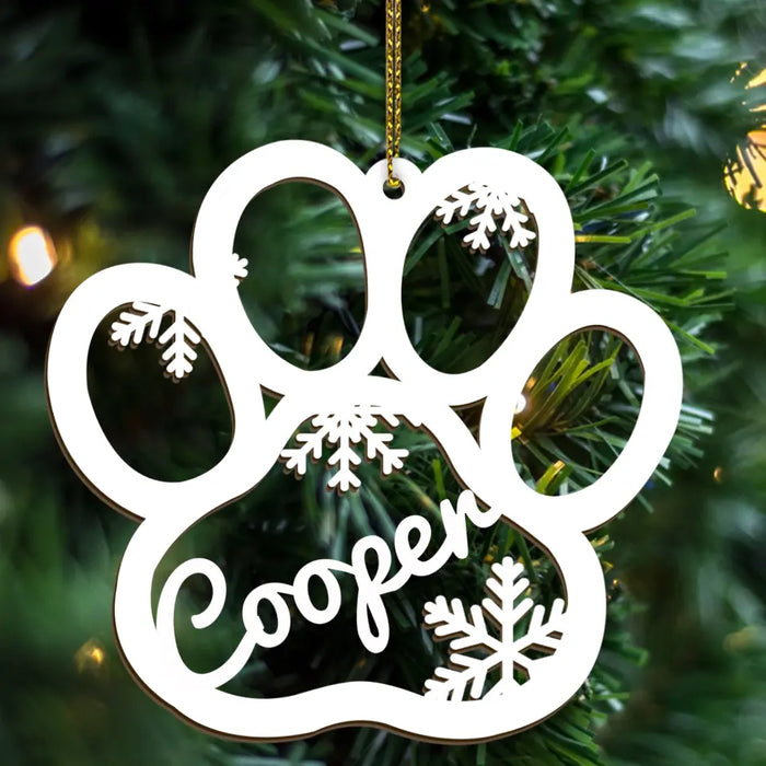 Custom Paw With Name - Personalized Christmas Gifts Custom Wooden Ornament For Dog Lovers