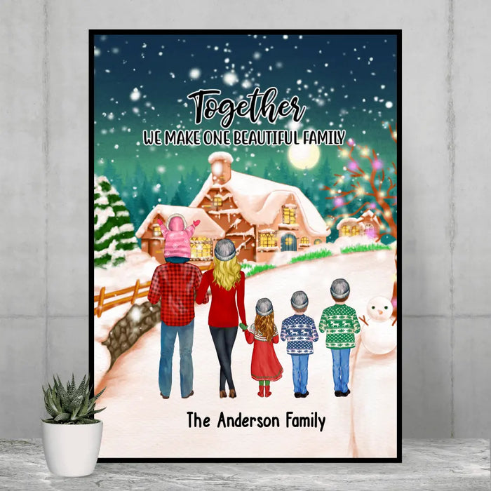 Together We Make One Beautiful Family - Personalized Gifts Custom Poster For Family, Winter Family Christmas Wall Art