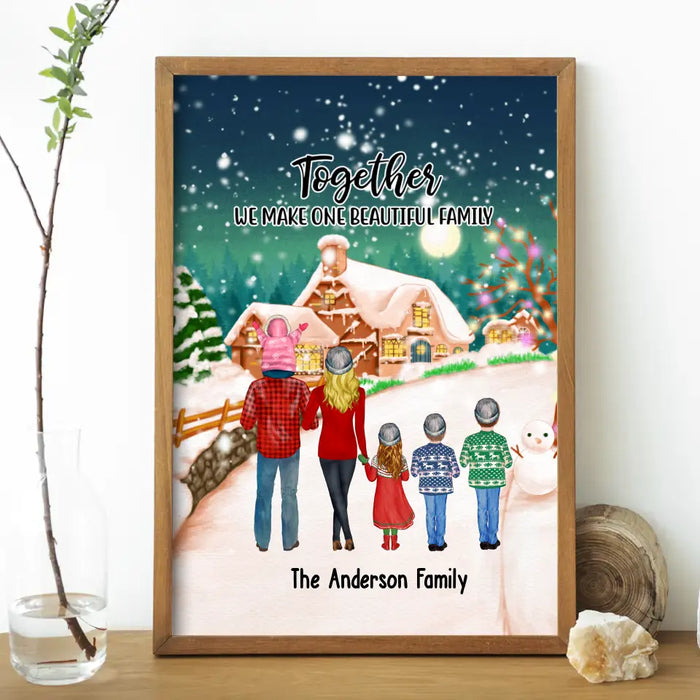 Together We Make One Beautiful Family - Personalized Gifts Custom Poster For Family, Winter Family Christmas Wall Art