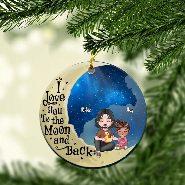 I Love You To The Moon And Back Grandparent Grandchildren - Personalized Christmas Gifts Custom Ornament For Grandma, Grandpa