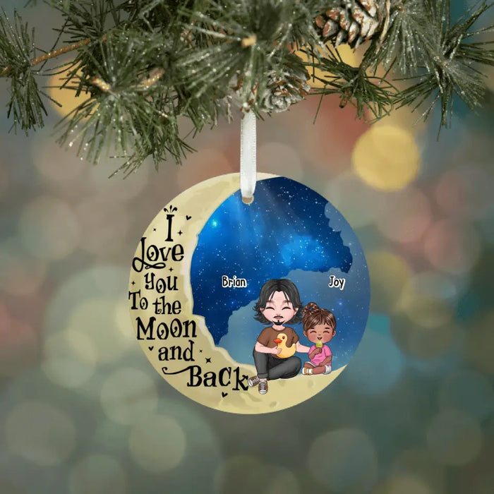 I Love You To The Moon And Back Grandparent Grandchildren - Personalized Christmas Gifts Custom Ornament For Grandma, Grandpa