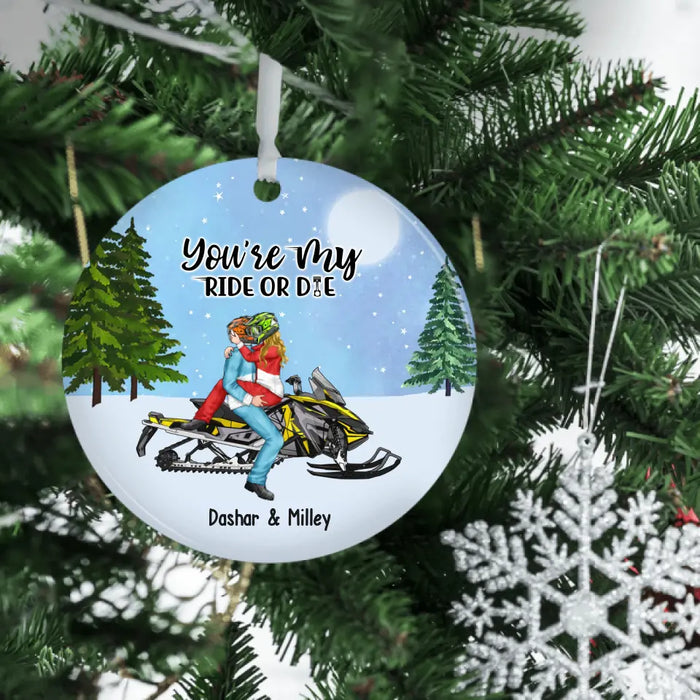 No Road Is Too Long When We Are Riding Together - Personalized Gifts Custom Ornament For Couples, Ski-Doo Lovers