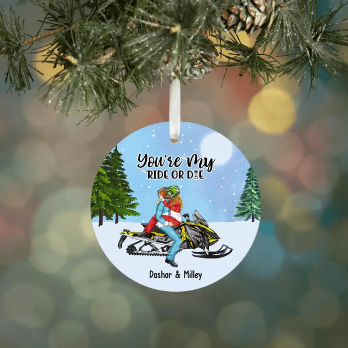 No Road Is Too Long When We Are Riding Together - Personalized Gifts Custom Ornament For Couples, Ski-Doo Lovers