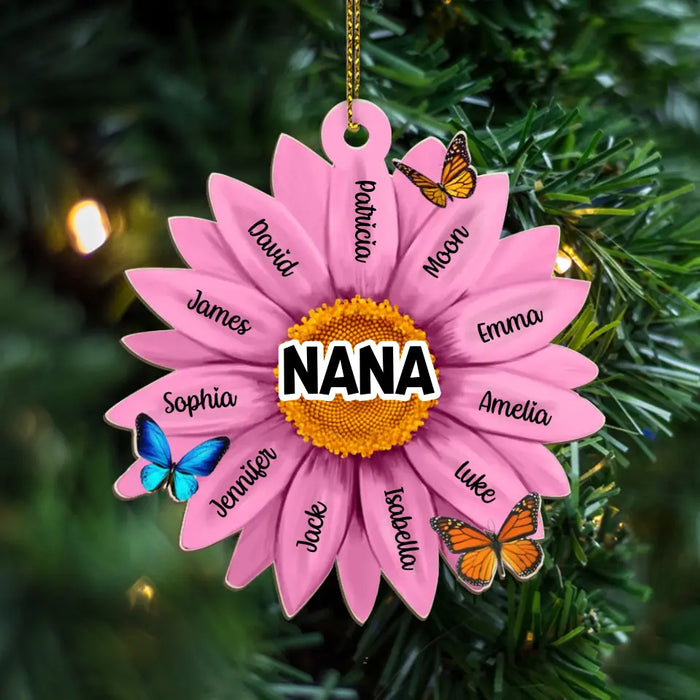 Custom Name Sunflower Colorful - Personalized Gifts Custom Wooden Ornament for Mom Grandma Mimi Nana